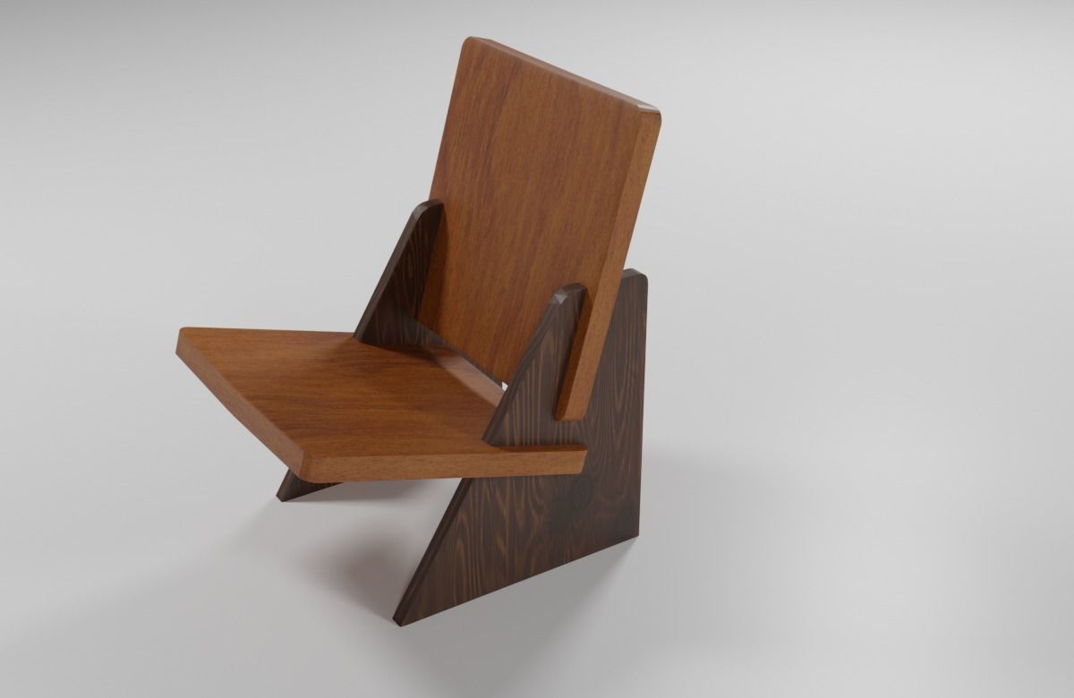 Dolmena armchair wooden chair 3D model_4