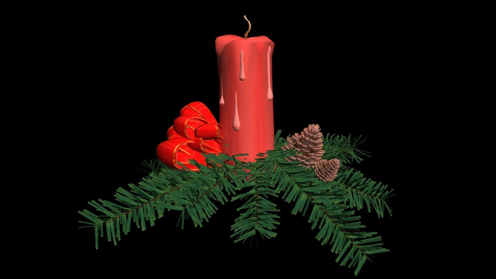 Candles and Christmas candle set Low-poly 3D model_1