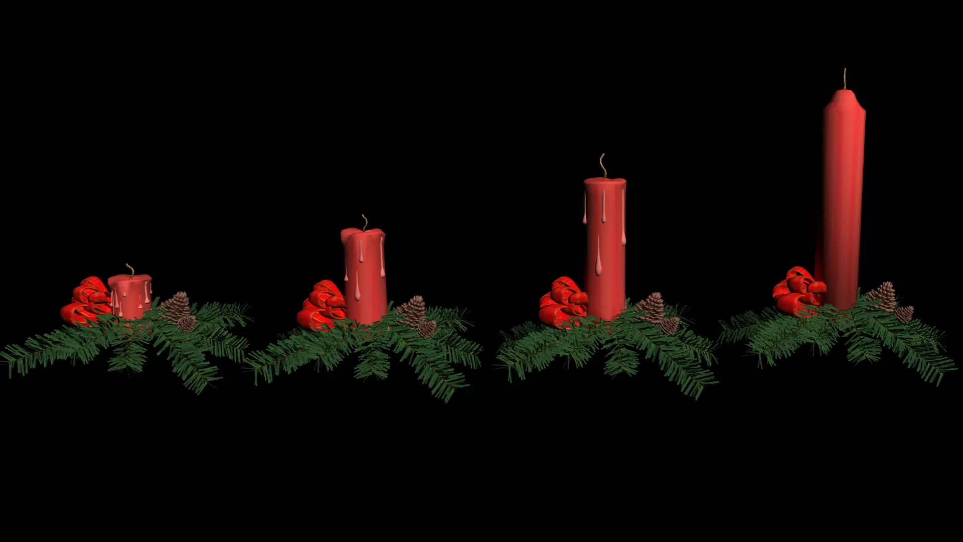 Candles and Christmas candle set Low-poly 3D model_0