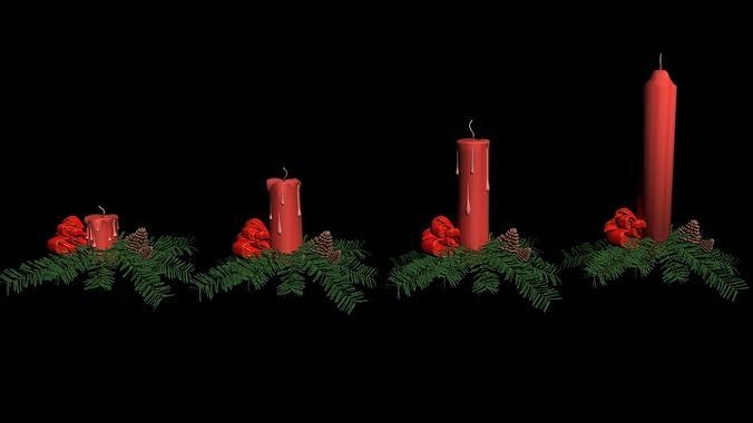Candles and Christmas candle set Low-poly 3D model
