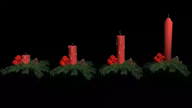 Candles and Christmas candle set Low-poly 3D model