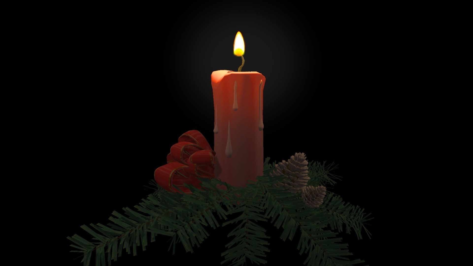 Candles and Christmas candle set Low-poly 3D model_4