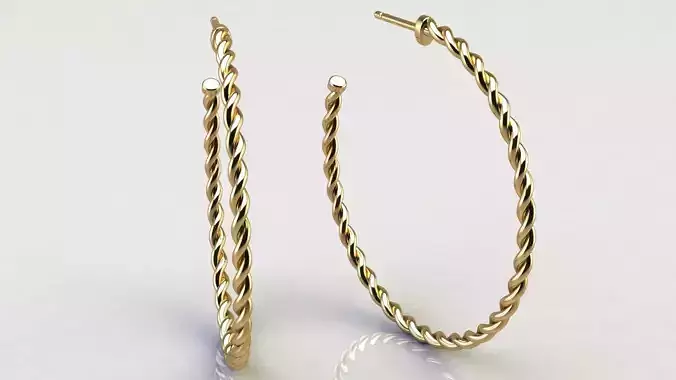 Cable Hoop Earrings 40 mm 3D print model