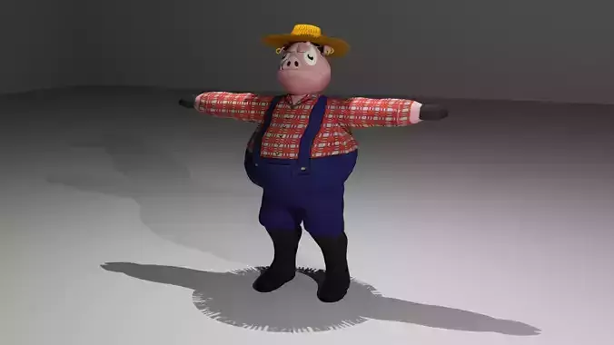 Cartoon Farmer Pig