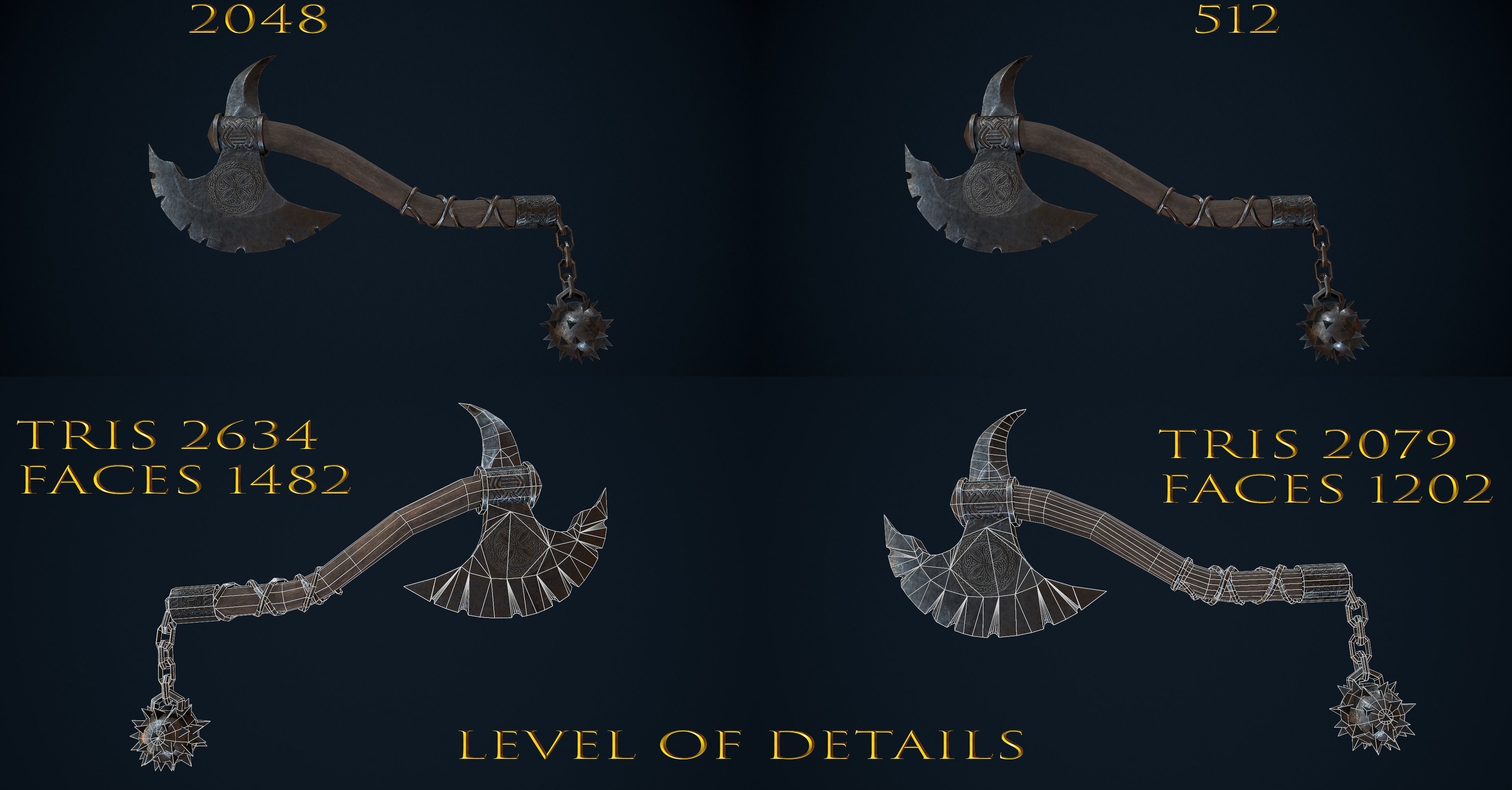 Axe weapons Low-poly 3D model_7