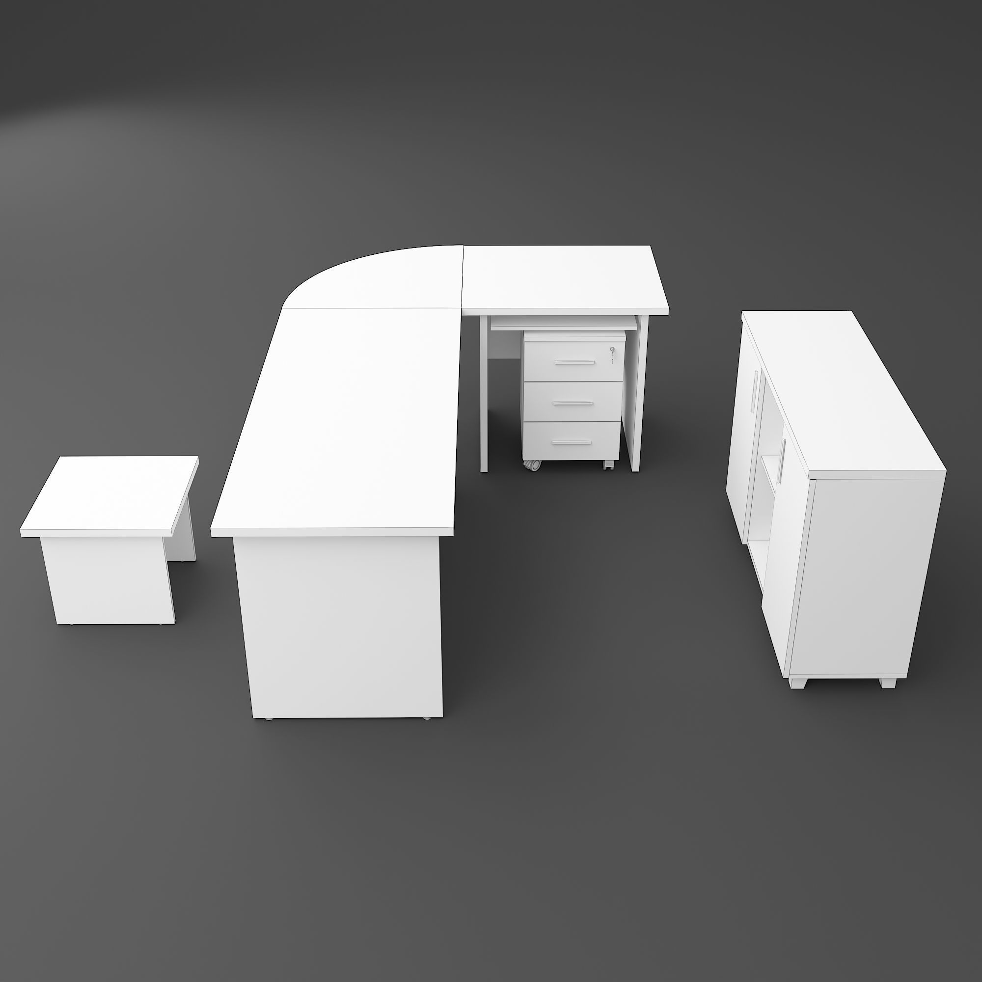 Staff Table Set 3D model_7