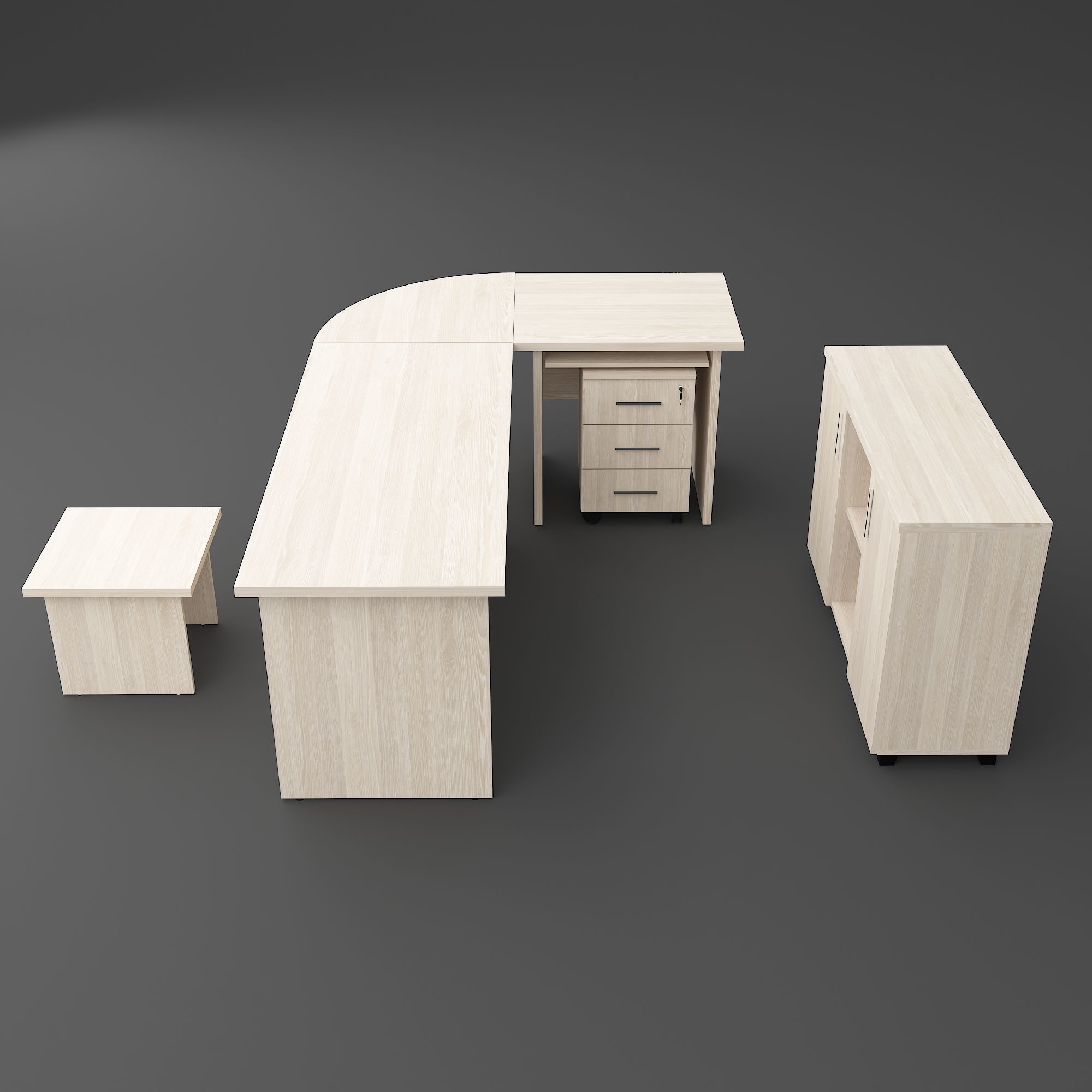 Staff Table Set 3D model_3
