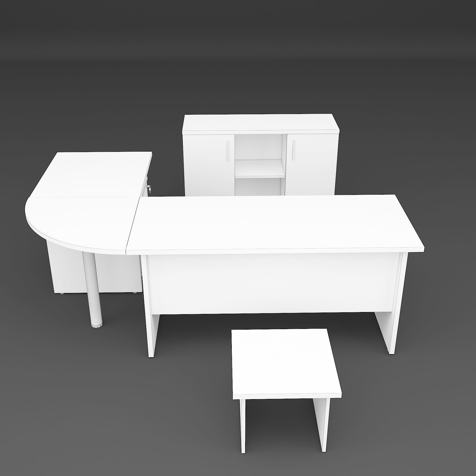 Staff Table Set 3D model_5