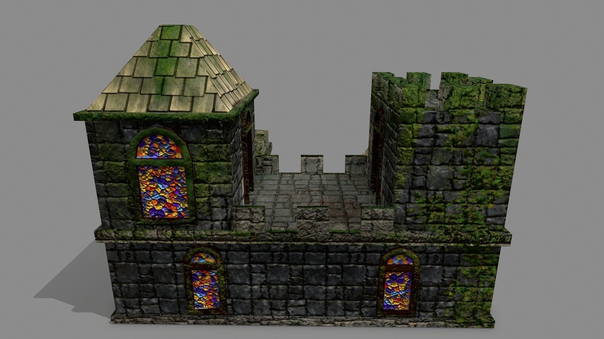 Castle with stained glass windows Low-poly 3D model_6