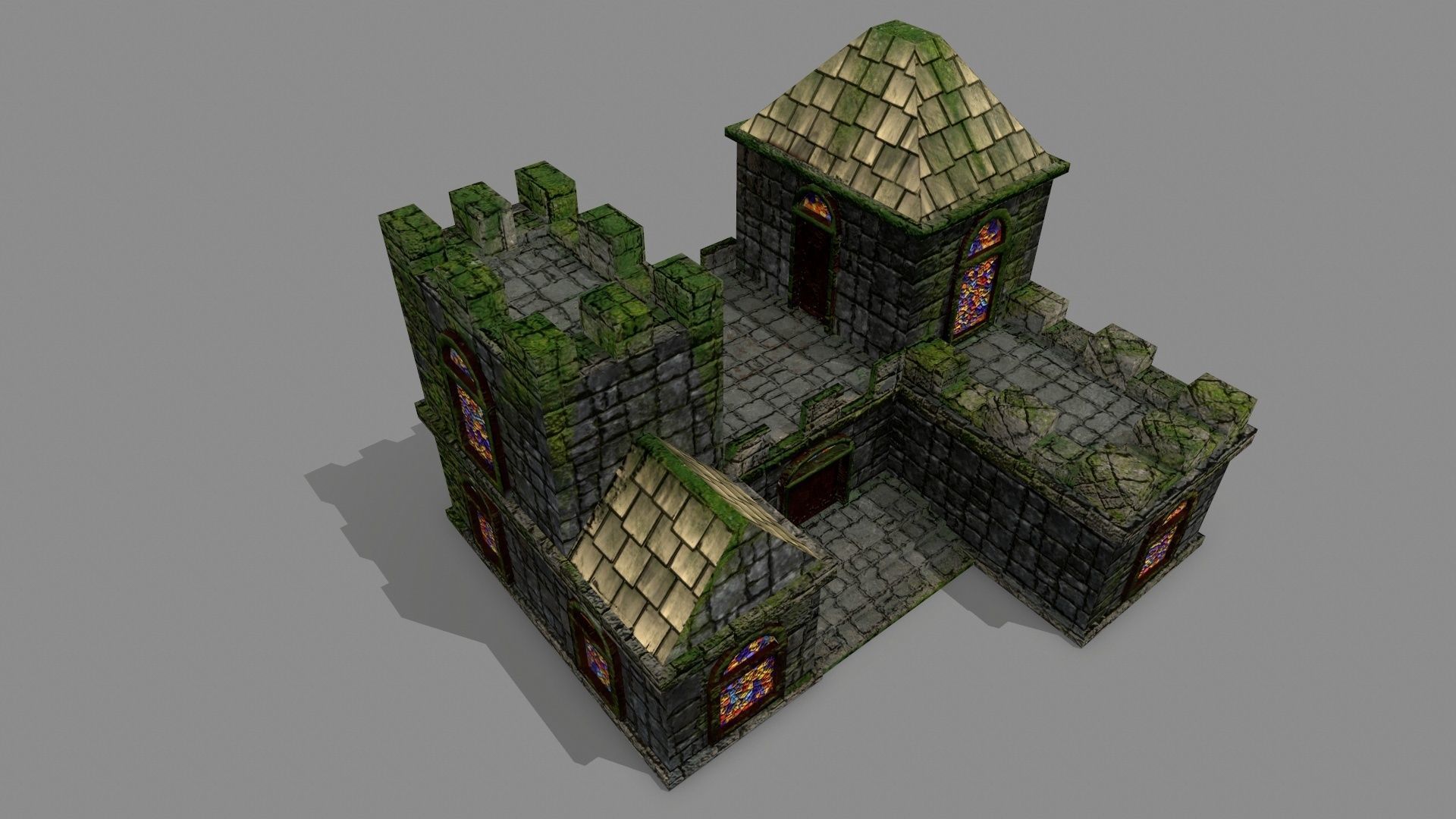 Castle with stained glass windows Low-poly 3D model_9