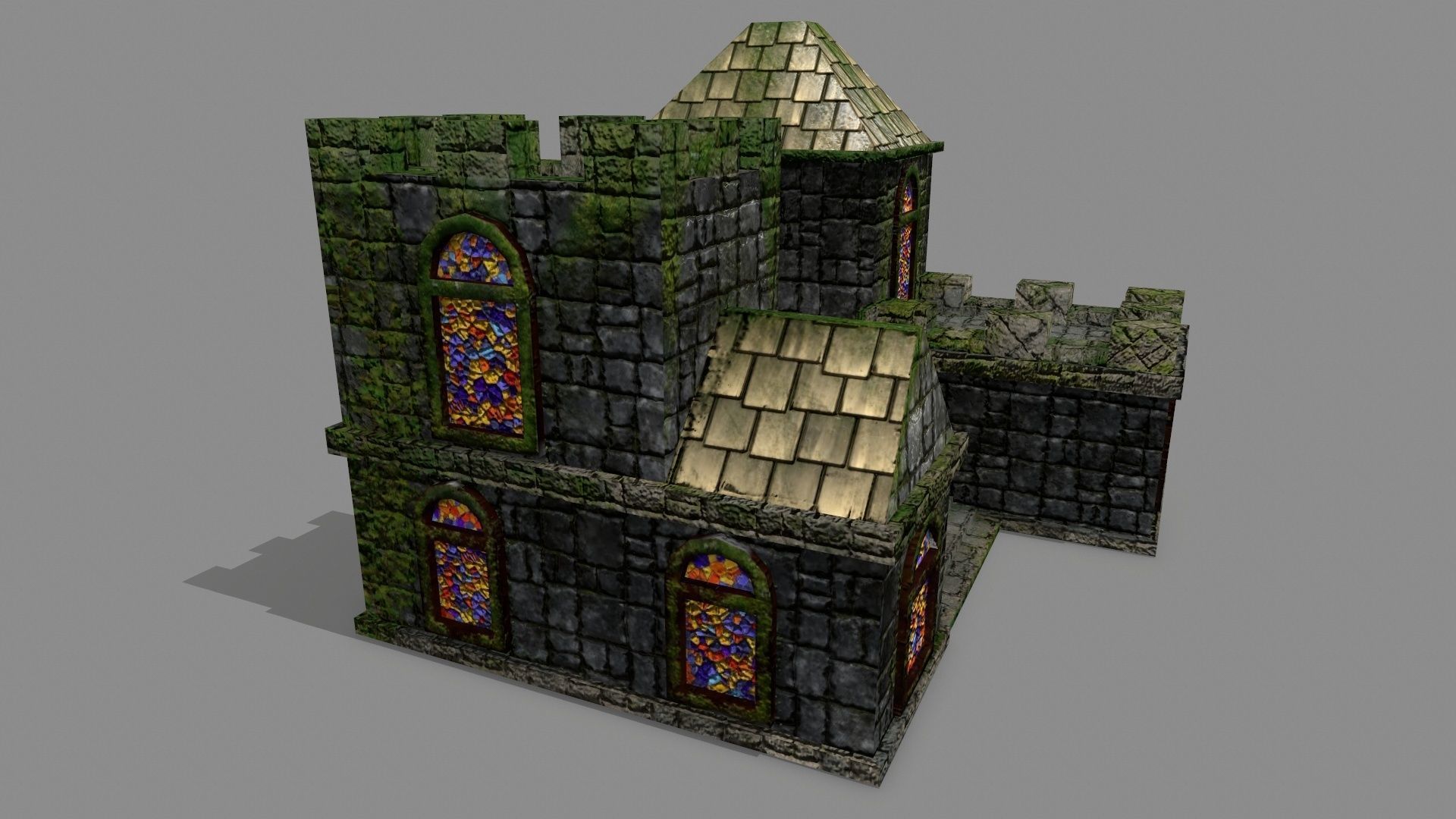 Castle with stained glass windows Low-poly 3D model_3