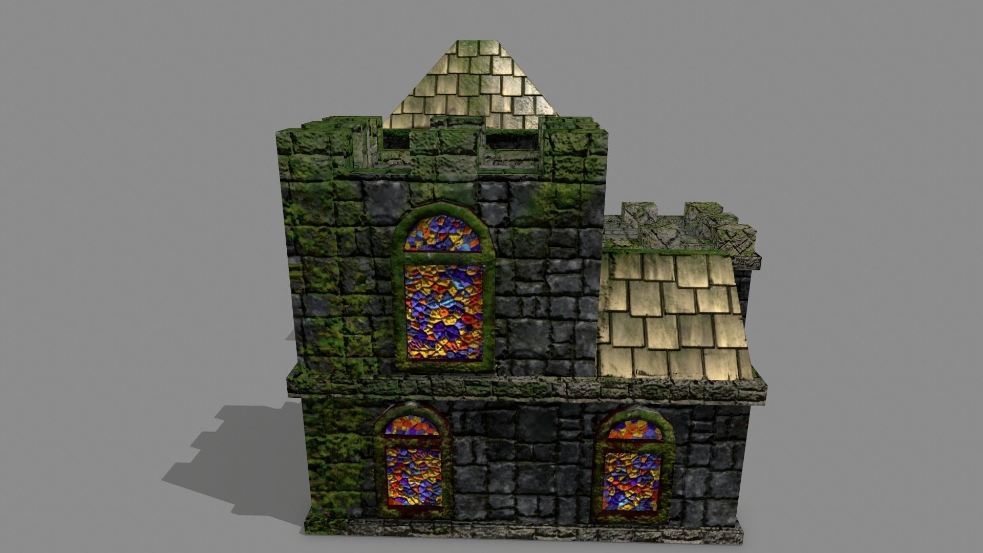 Castle with stained glass windows Low-poly 3D model_4