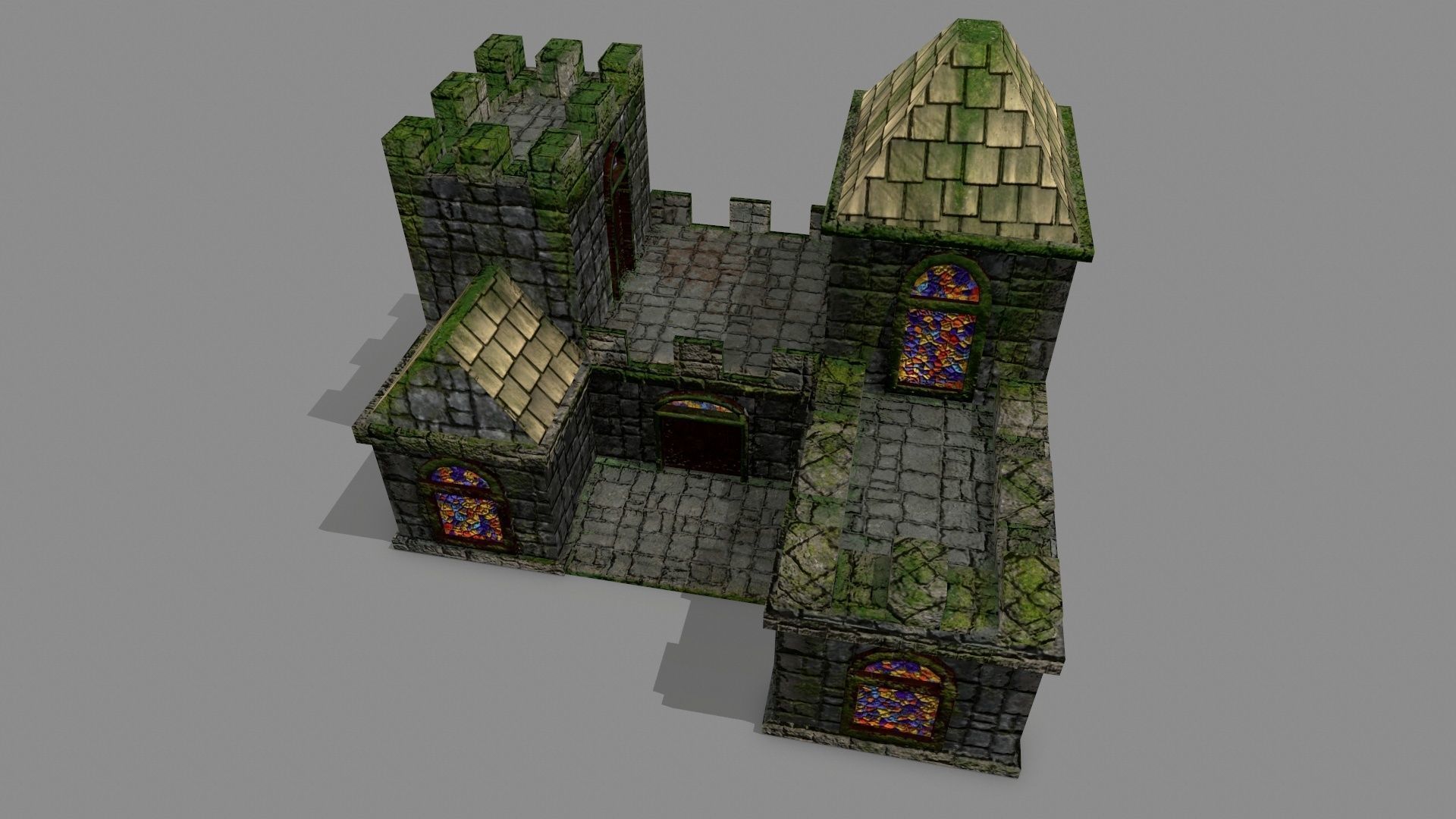 Castle with stained glass windows Low-poly 3D model_8