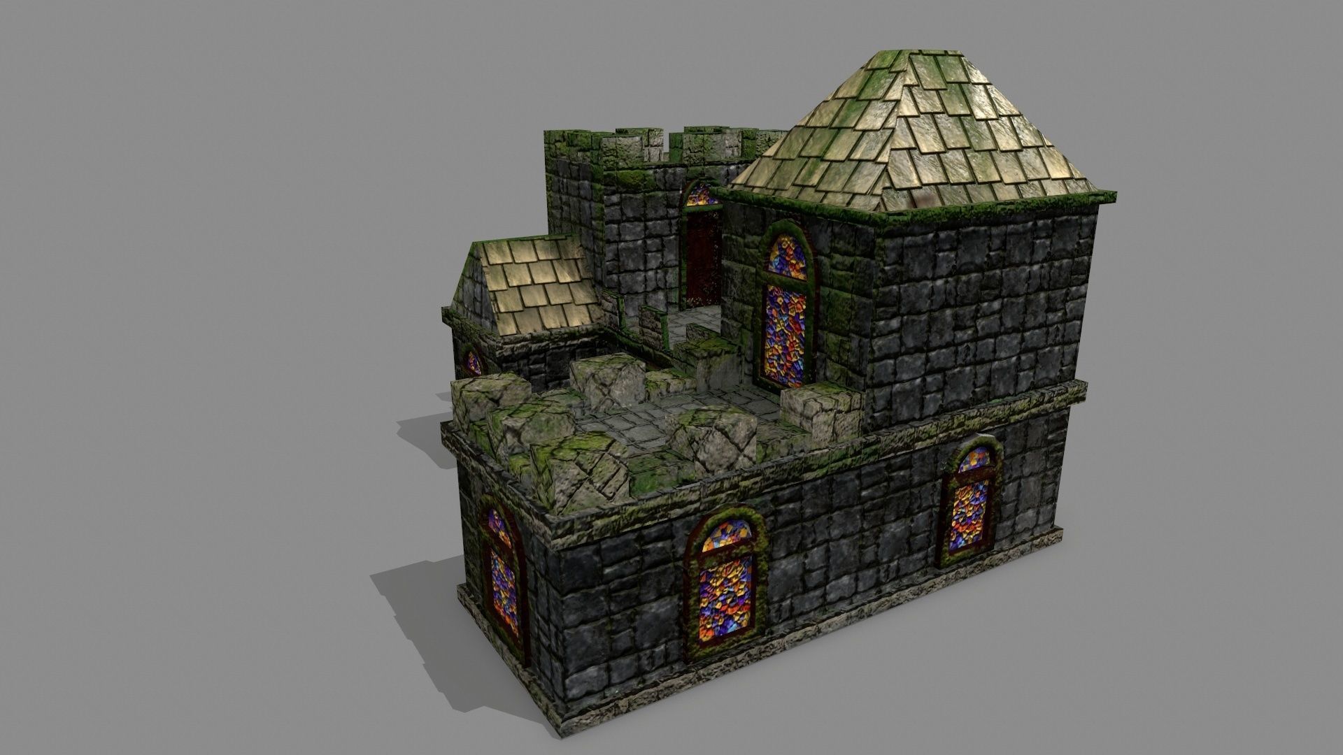 Castle with stained glass windows Low-poly 3D model_7