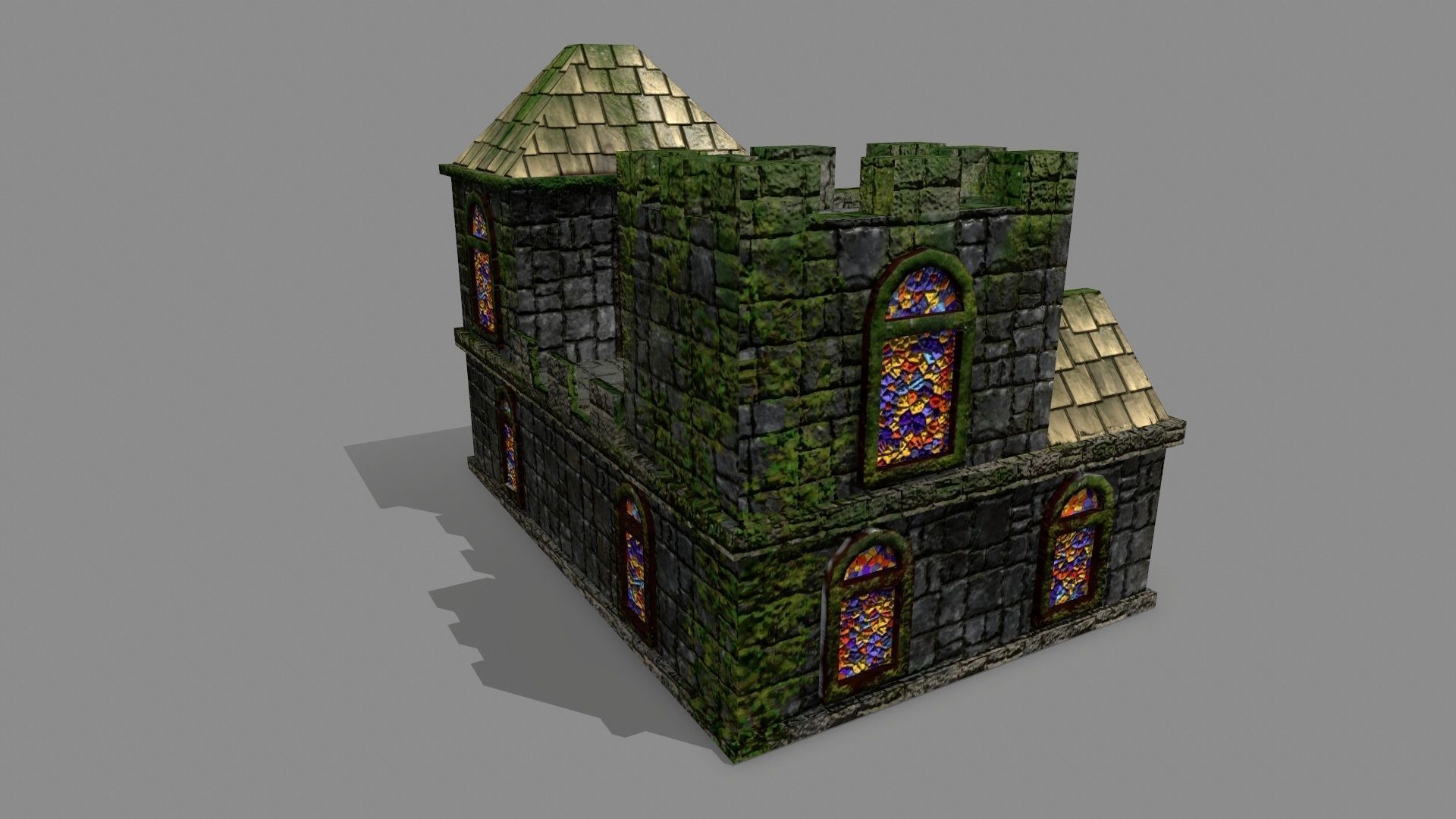 Castle with stained glass windows Low-poly 3D model_5
