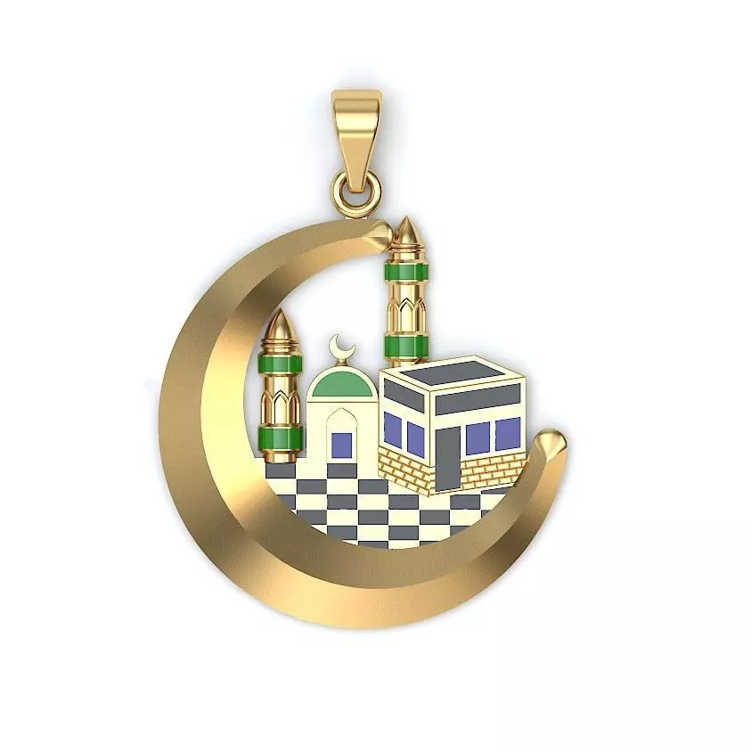 Makka Madina Gold Pendant 3D print model_0