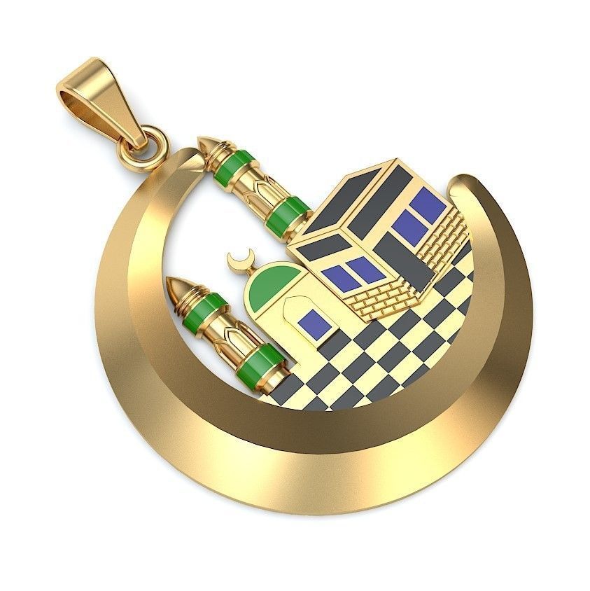 Makka Madina Gold Pendant 3D print model_1