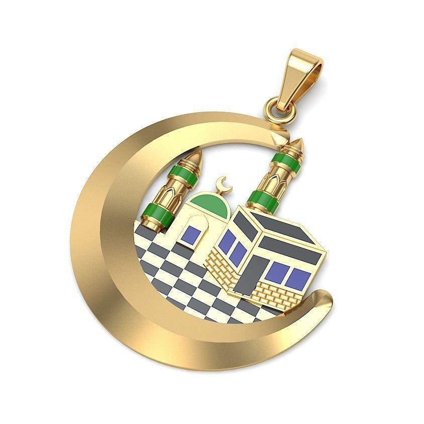 Makka Madina Gold Pendant 3D print model_2