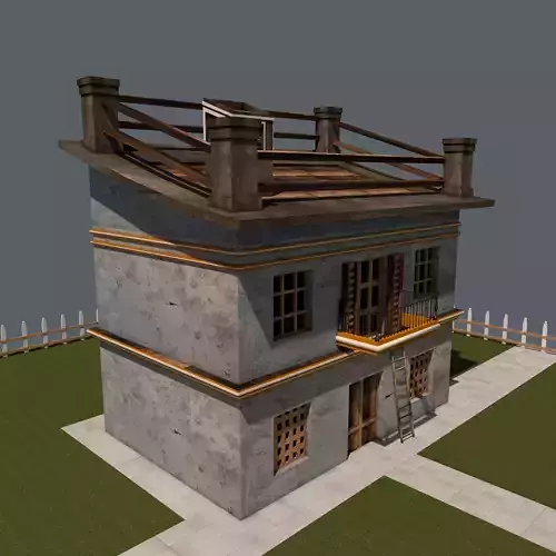 Cartoon House Low-poly 3D model