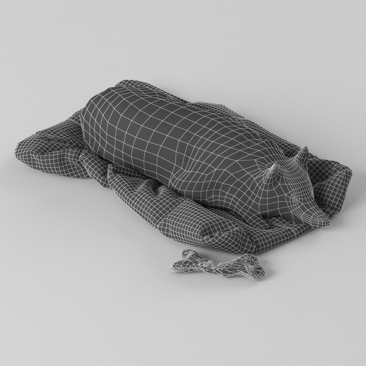 Sleeping Husky Dog 3D model_7