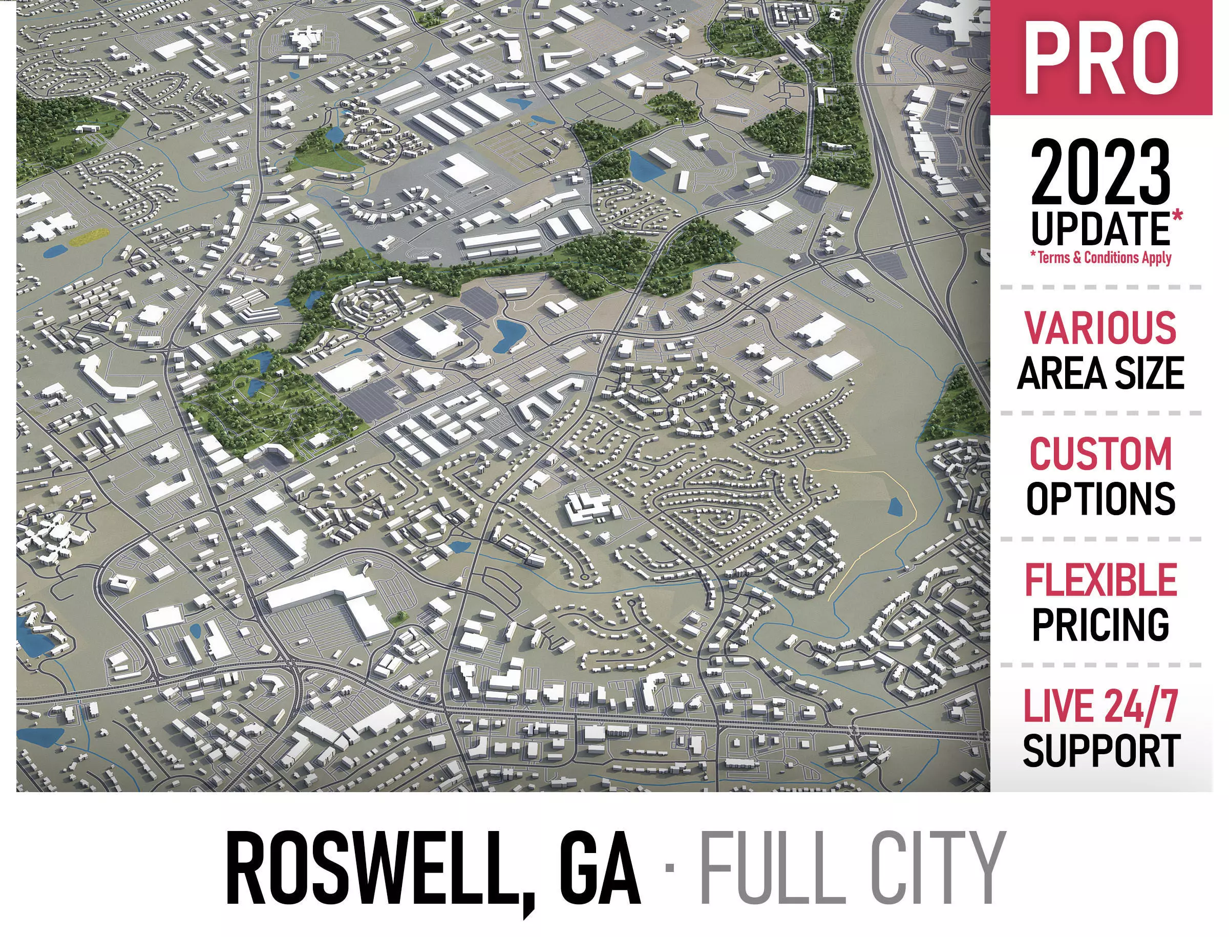 Roswell - 3D City Model Low-poly 3D model