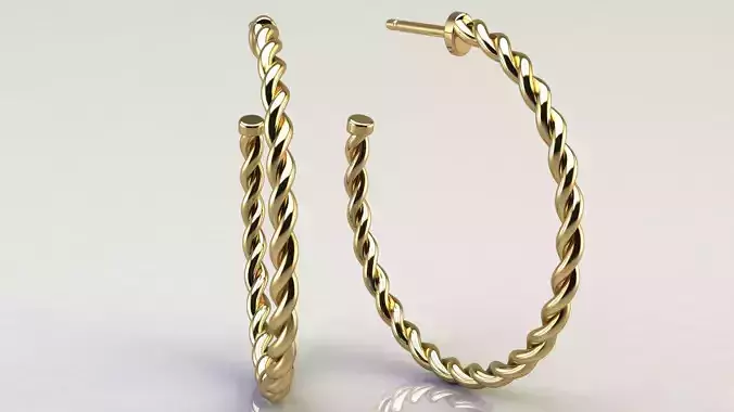 Cable Hoop Earrings 30 mm 3D print model
