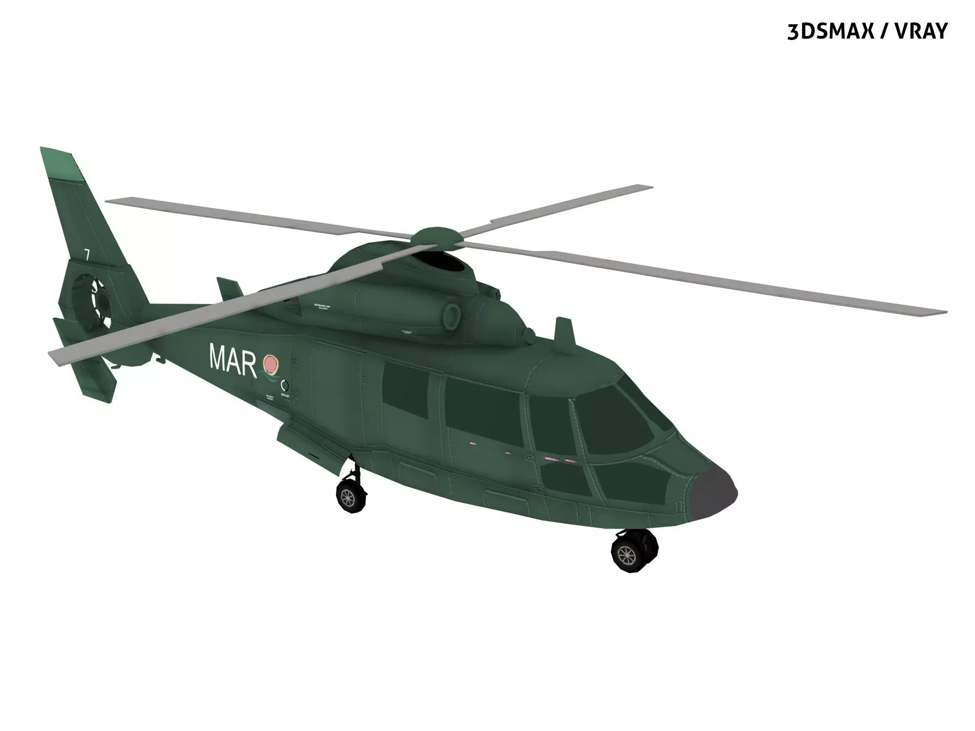 EUROCOPTER DAUPHIN HELICOPTER Low-poly 3D model_0