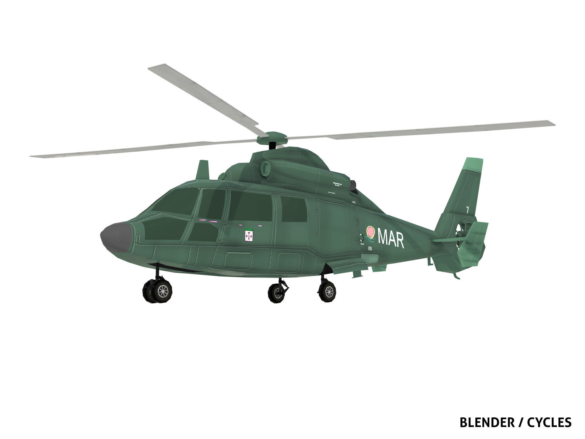 EUROCOPTER DAUPHIN HELICOPTER Low-poly 3D model_3