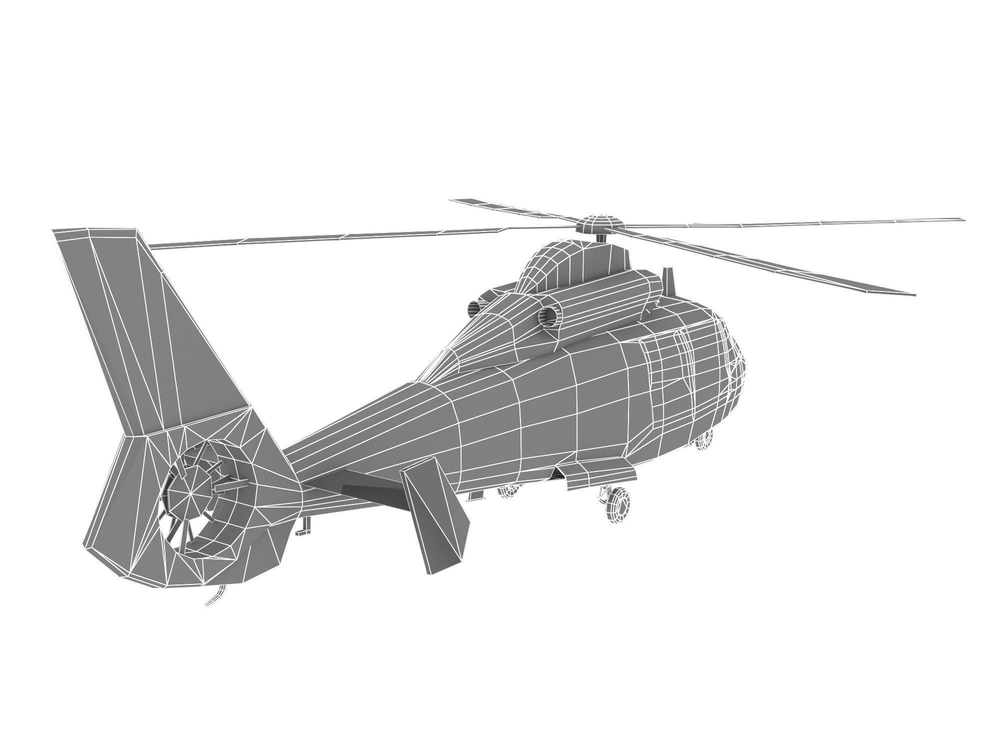 EUROCOPTER DAUPHIN HELICOPTER Low-poly 3D model_8