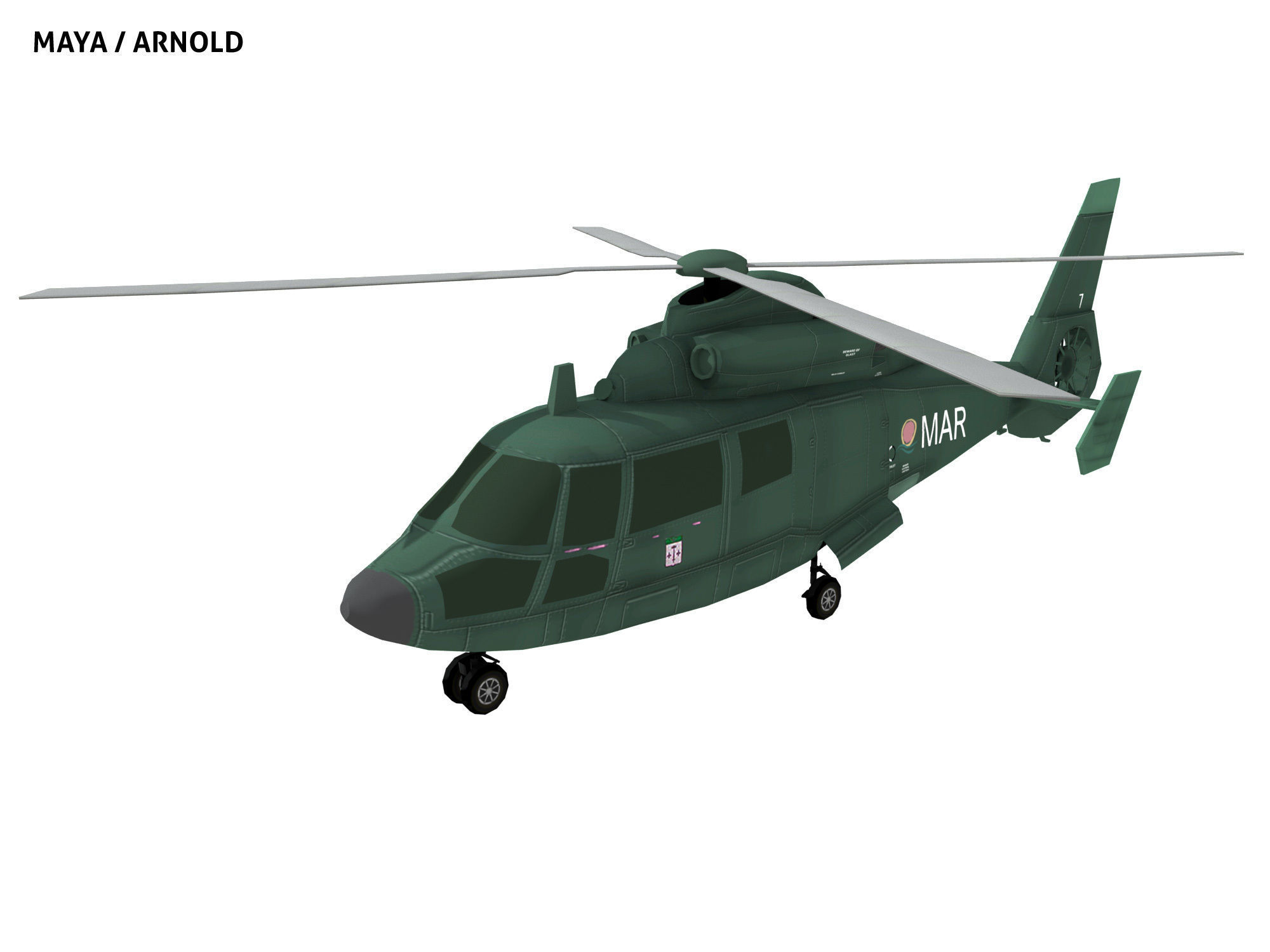 EUROCOPTER DAUPHIN HELICOPTER Low-poly 3D model_5