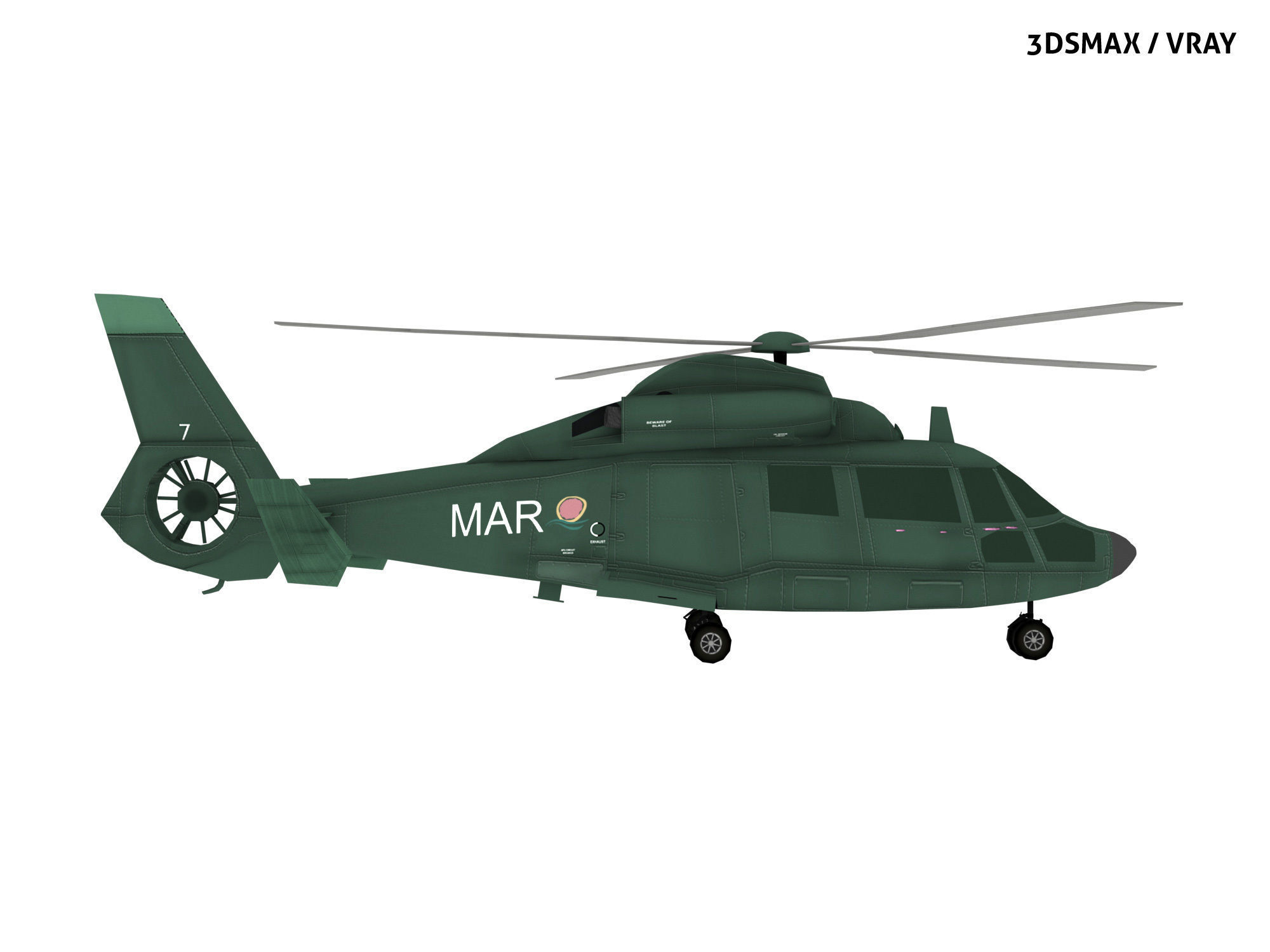 EUROCOPTER DAUPHIN HELICOPTER Low-poly 3D model_2