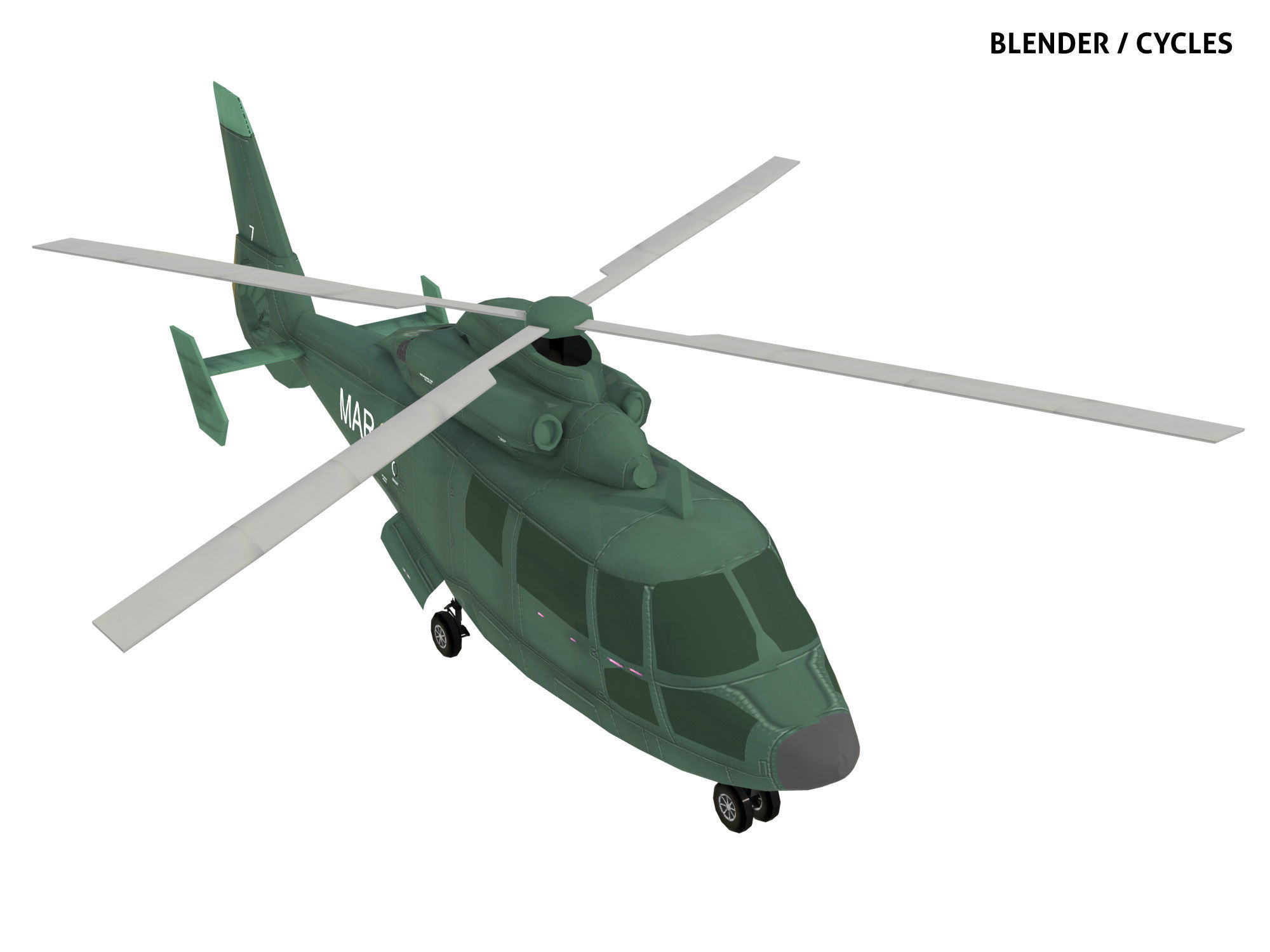 EUROCOPTER DAUPHIN HELICOPTER Low-poly 3D model_4