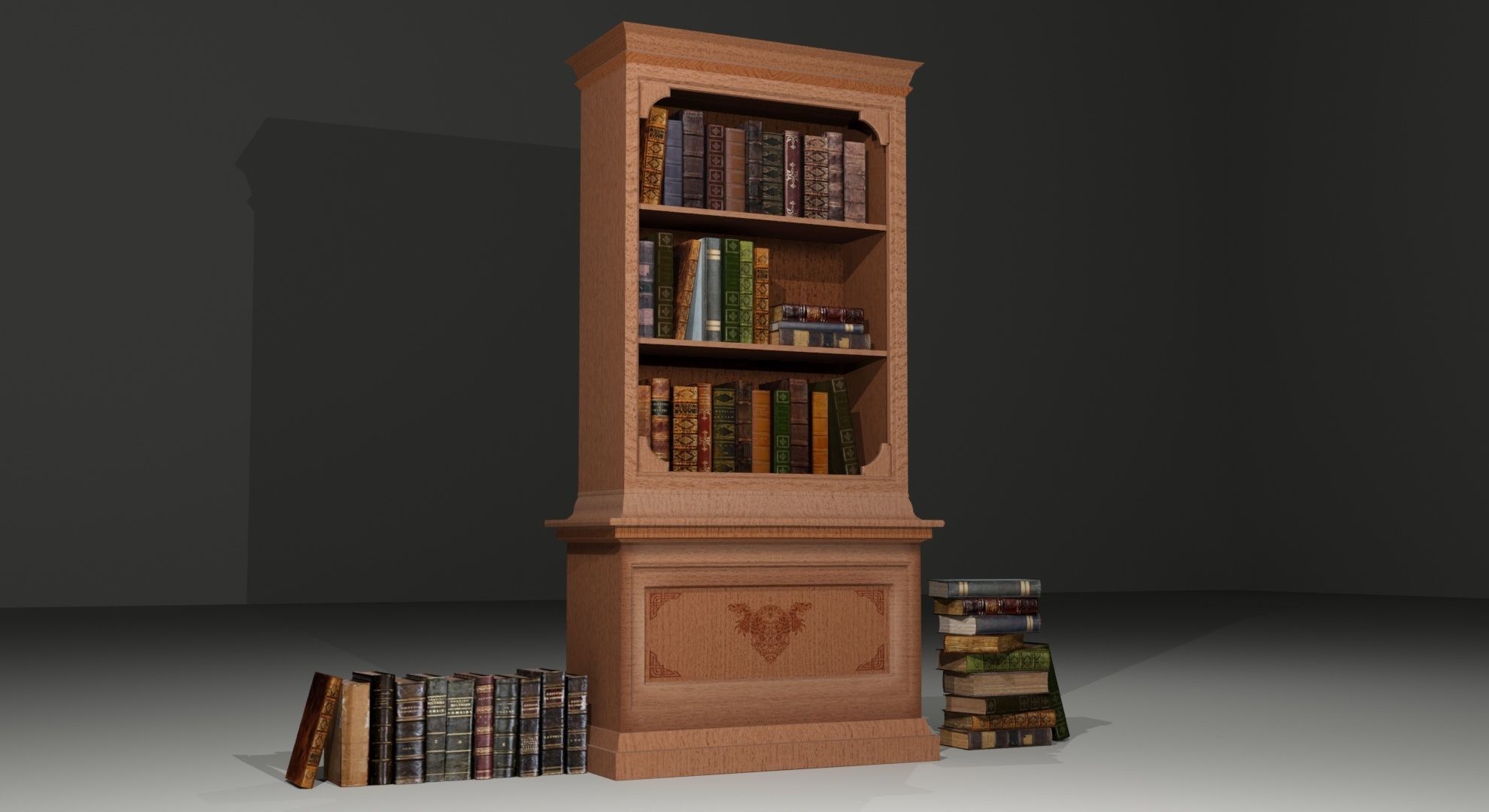 Books - Bookcases - Bookshelf Low-poly 3D model_5