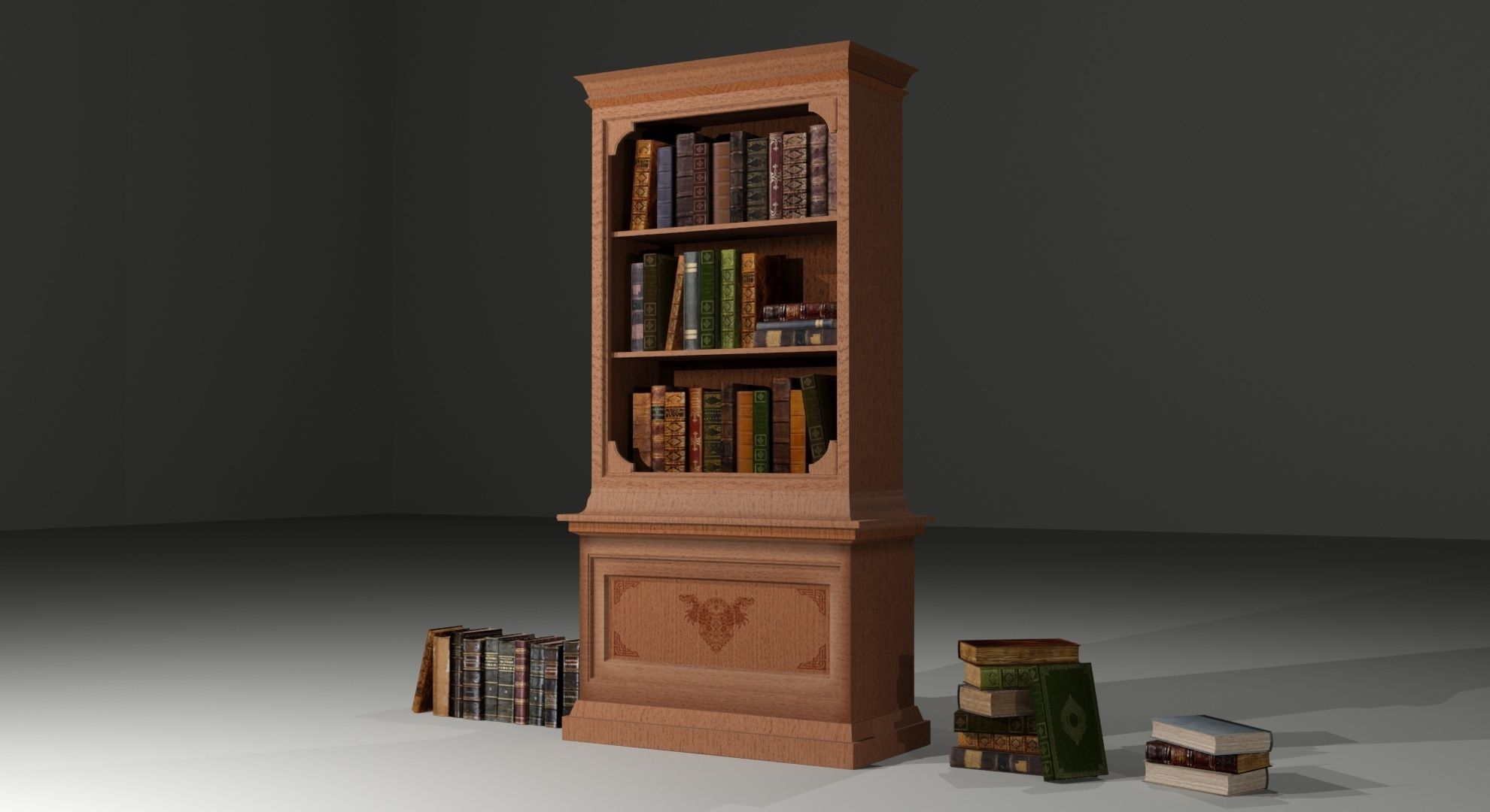 Books - Bookcases - Bookshelf Low-poly 3D model_6