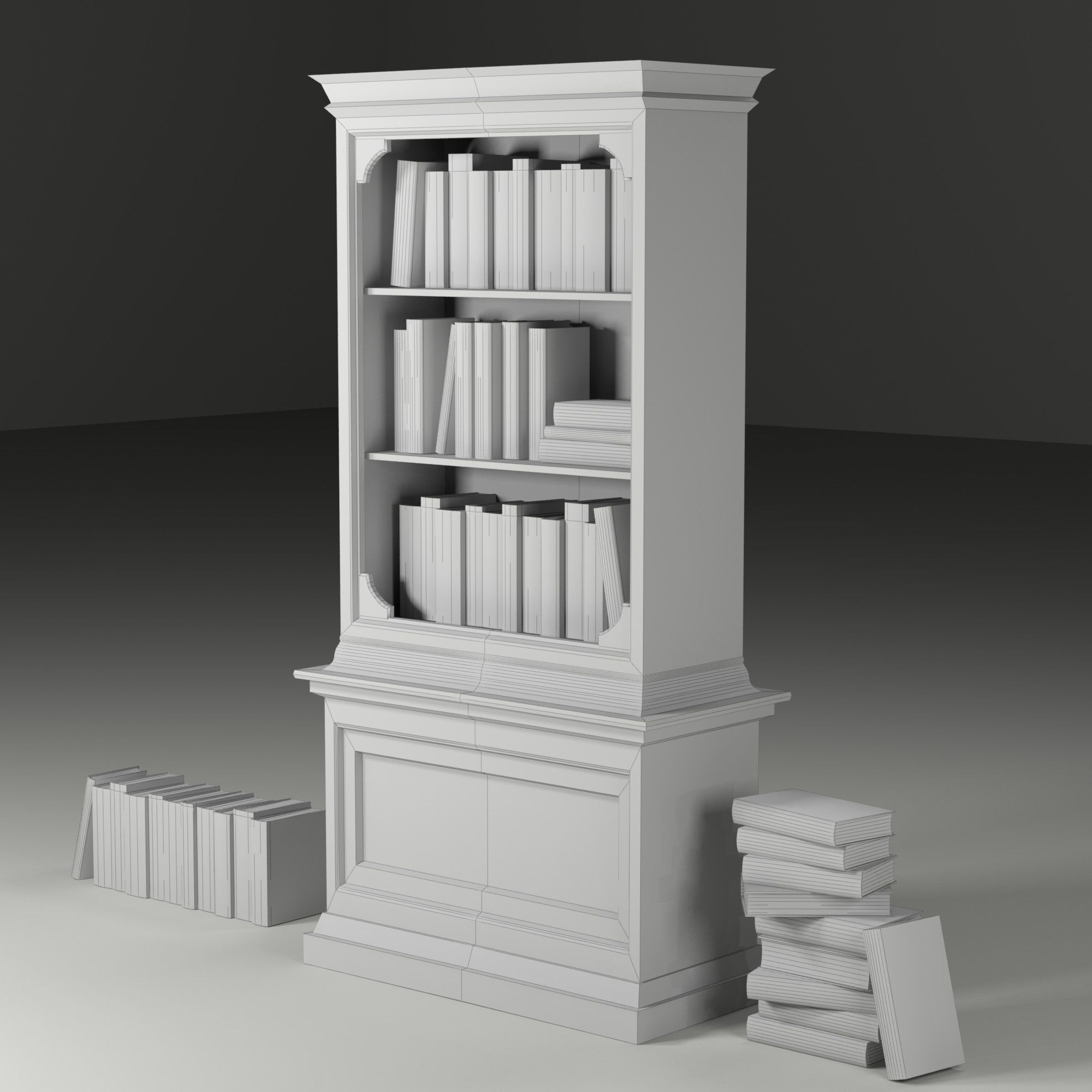 Books - Bookcases - Bookshelf Low-poly 3D model_2