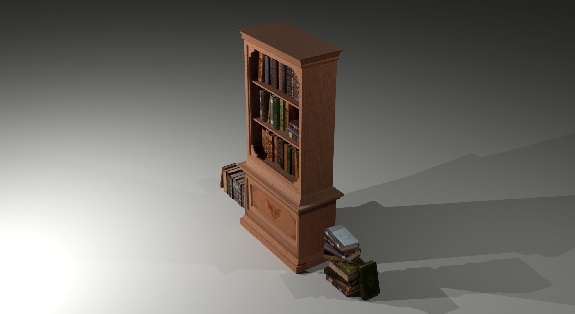 Books - Bookcases - Bookshelf Low-poly 3D model_3