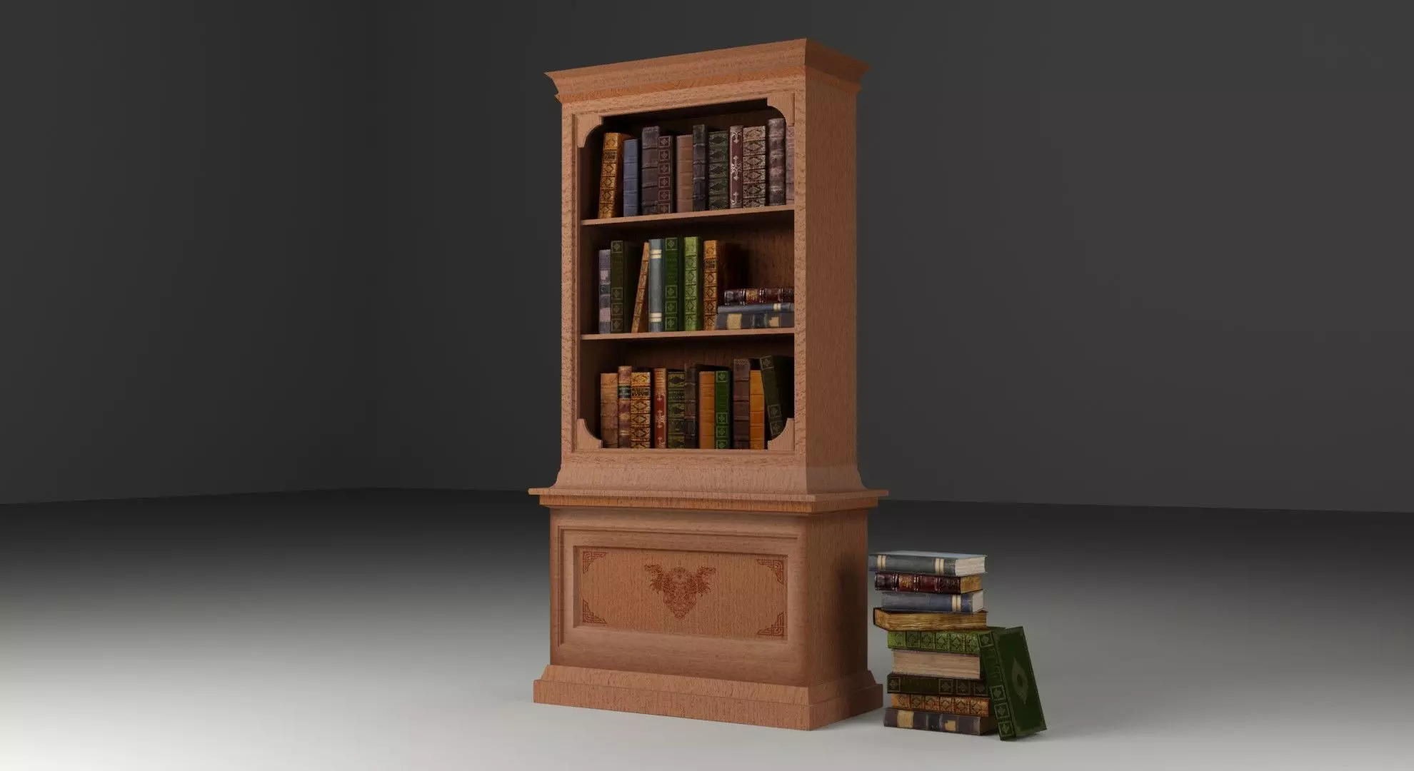 Books - Bookcases - Bookshelf Low-poly 3D model_0