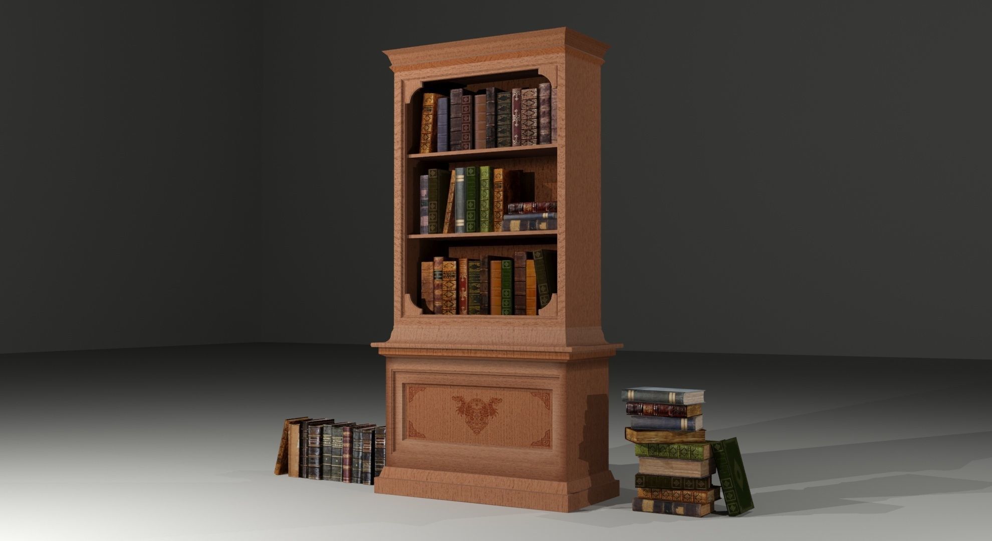 Books - Bookcases - Bookshelf Low-poly 3D model_4