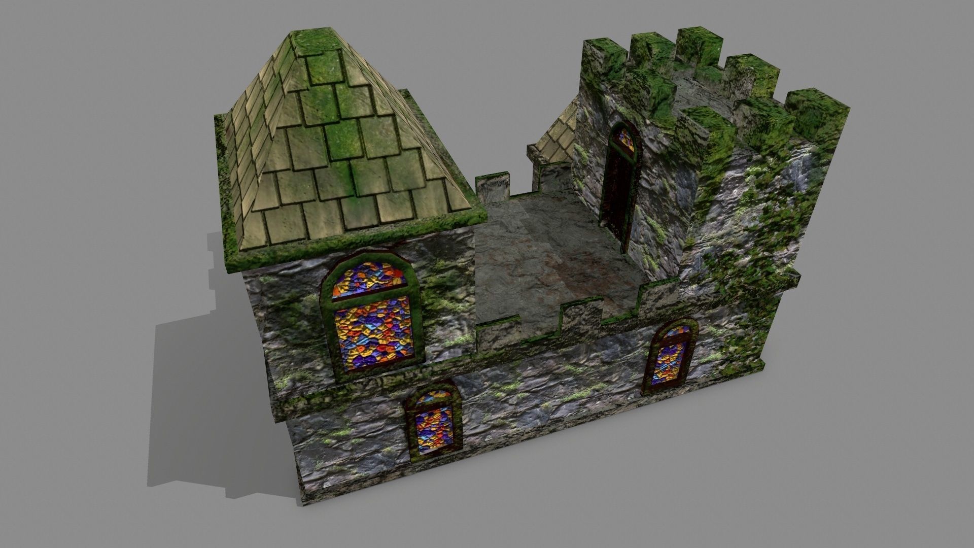 Castle with stained glass windows Low-poly 3D model_12