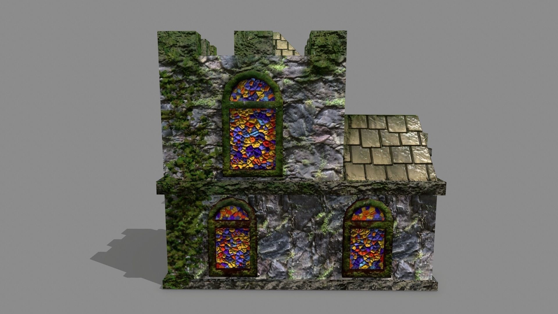 Castle with stained glass windows Low-poly 3D model_4
