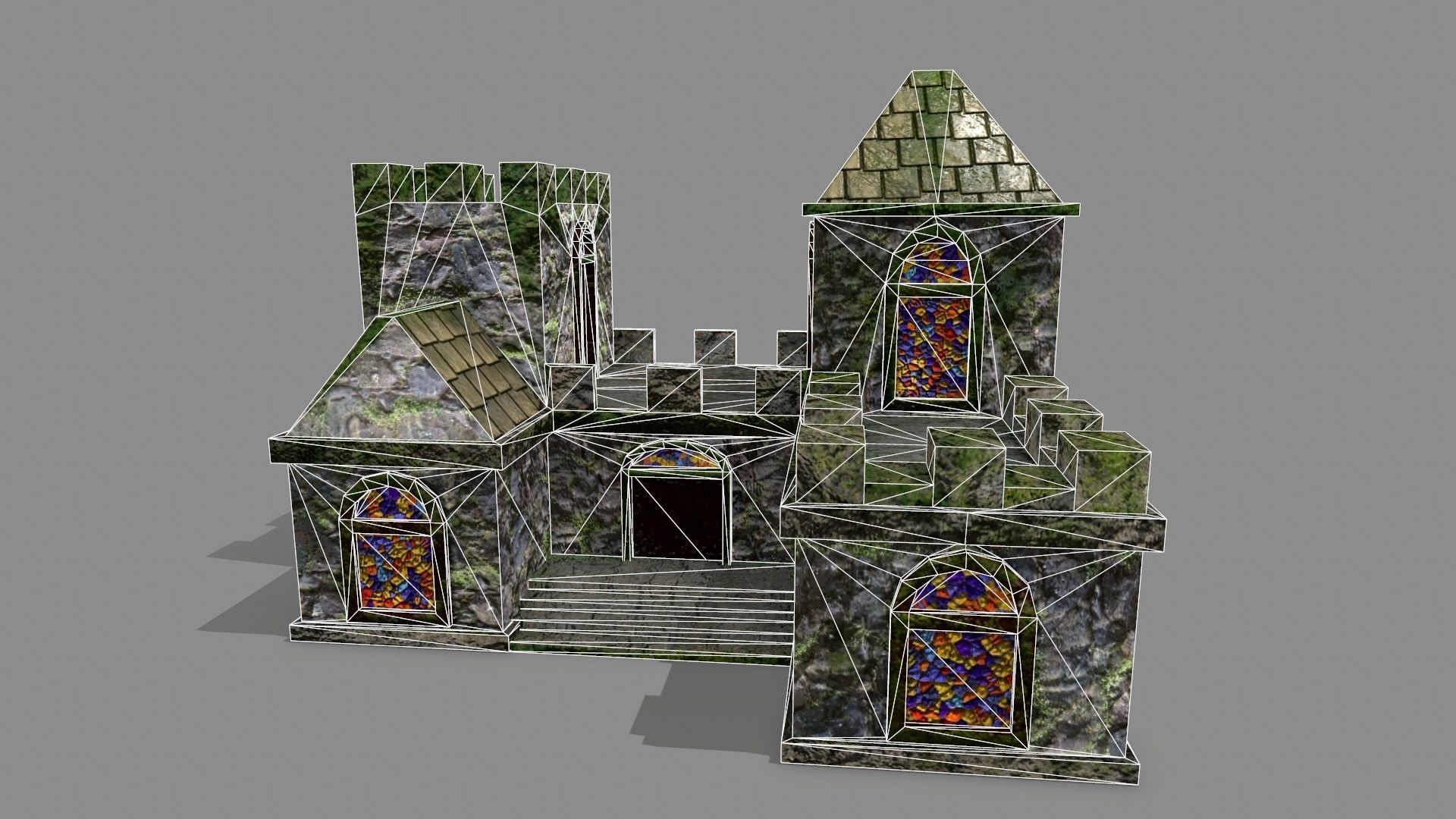 Castle with stained glass windows Low-poly 3D model_13