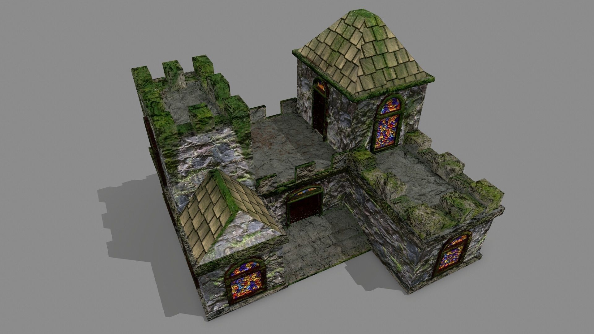 Castle with stained glass windows Low-poly 3D model_11