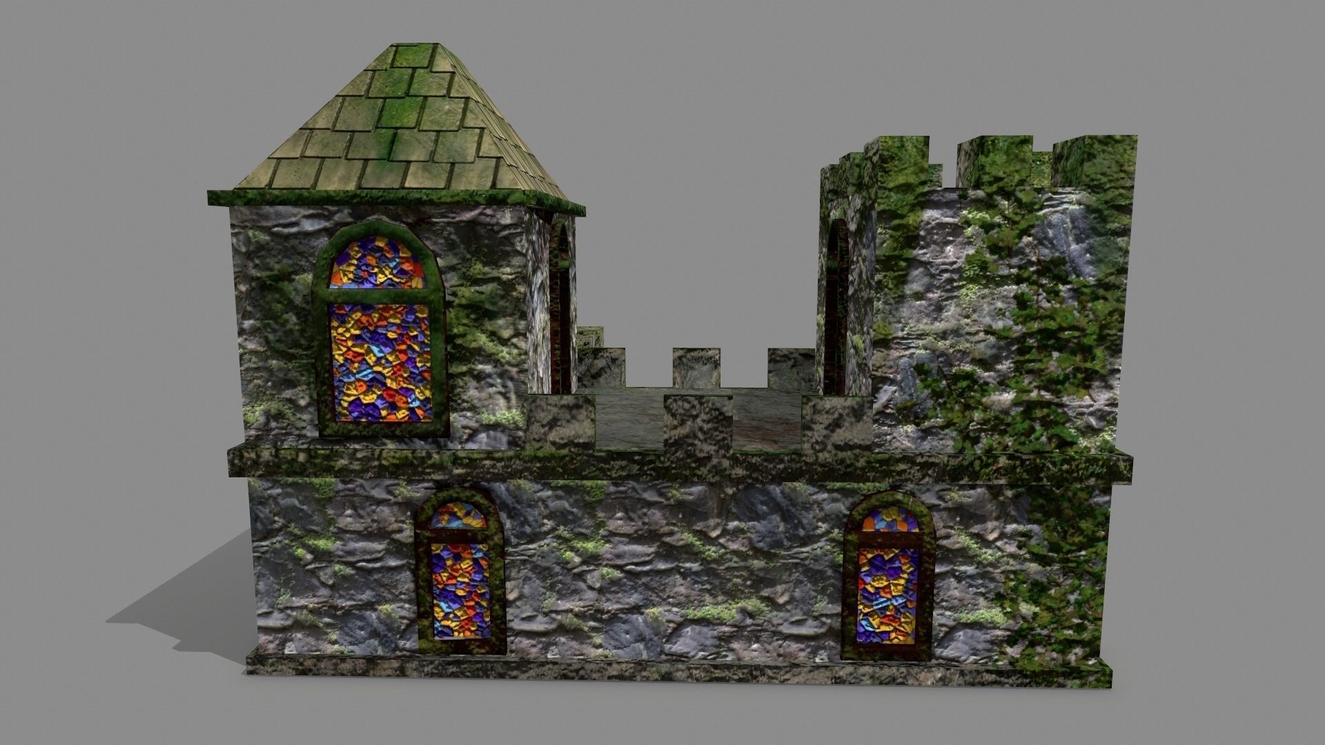 Castle with stained glass windows Low-poly 3D model_6