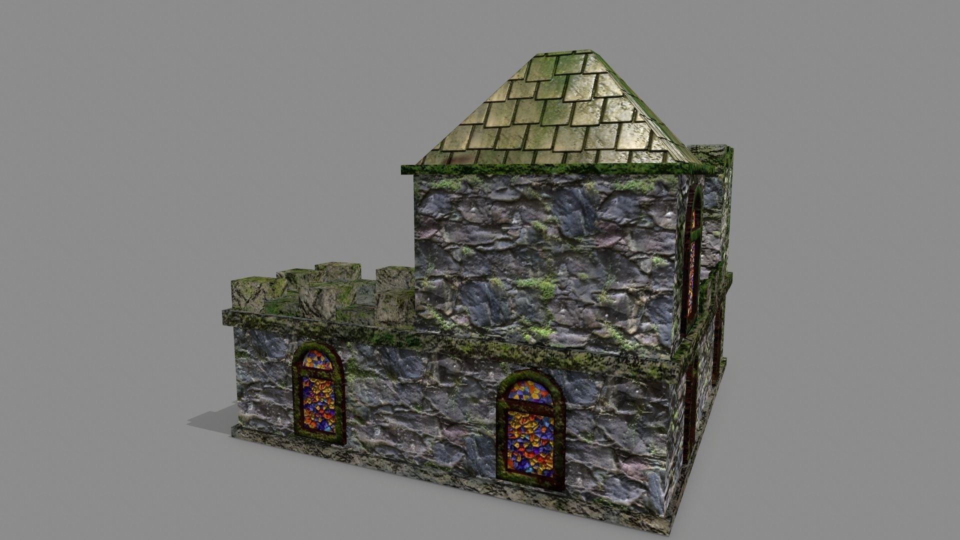 Castle with stained glass windows Low-poly 3D model_8