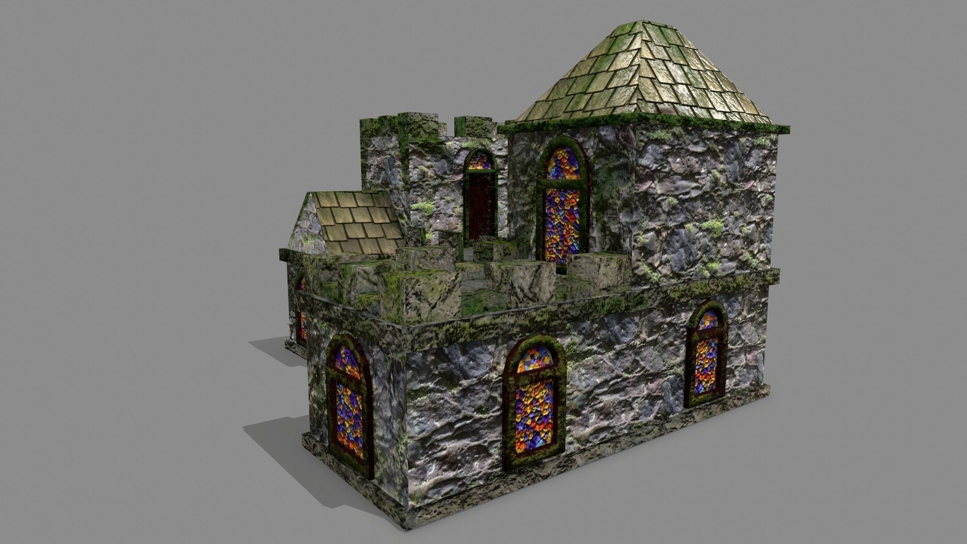 Castle with stained glass windows Low-poly 3D model_10