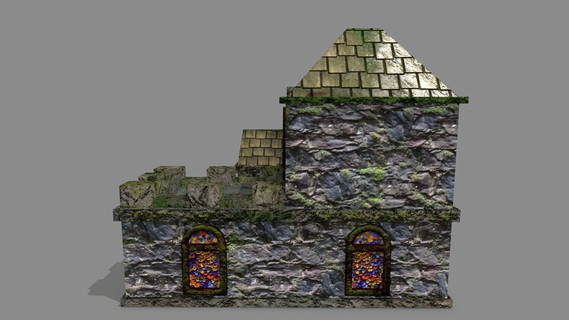 Castle with stained glass windows Low-poly 3D model_9