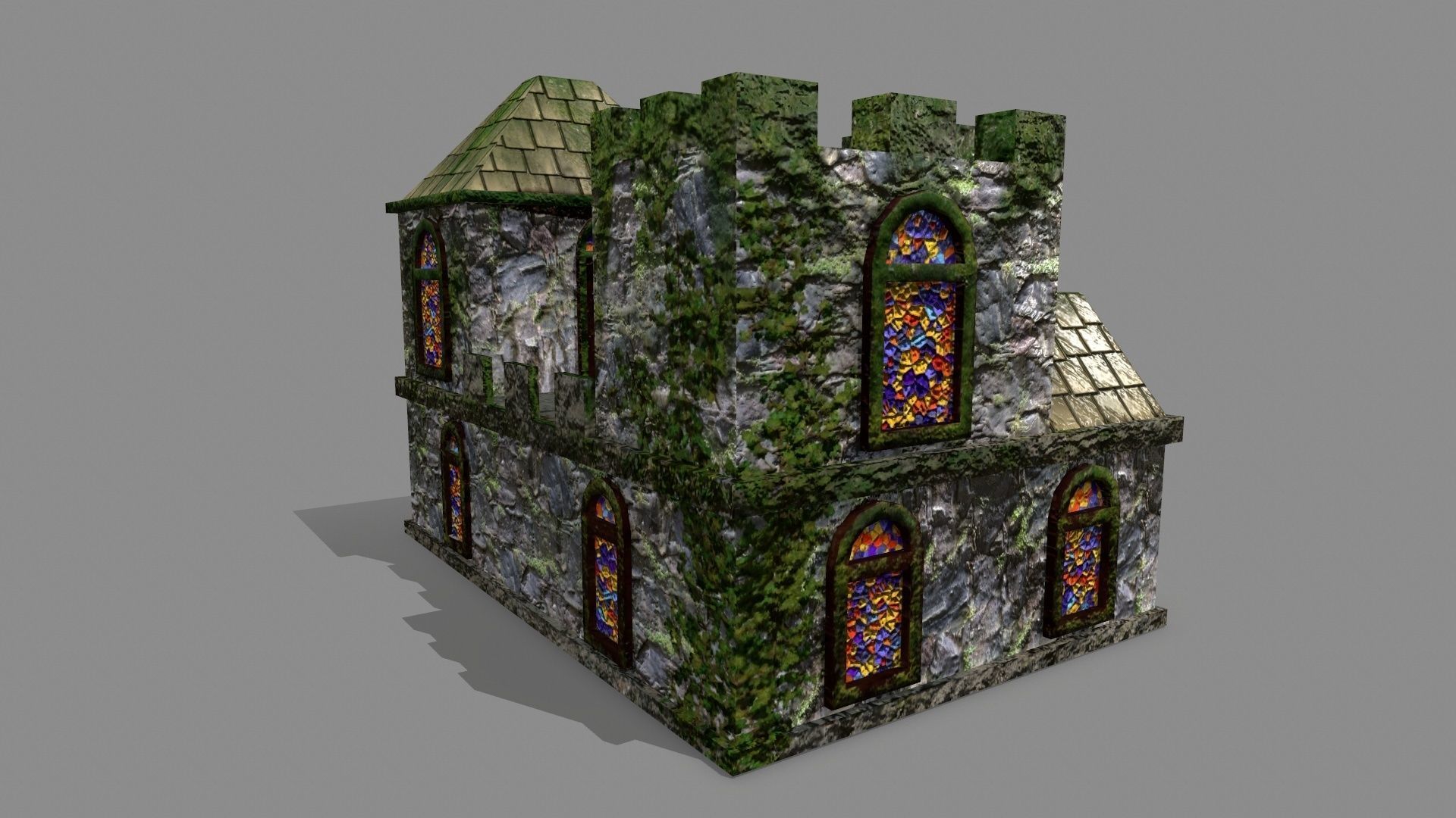 Castle with stained glass windows Low-poly 3D model_5