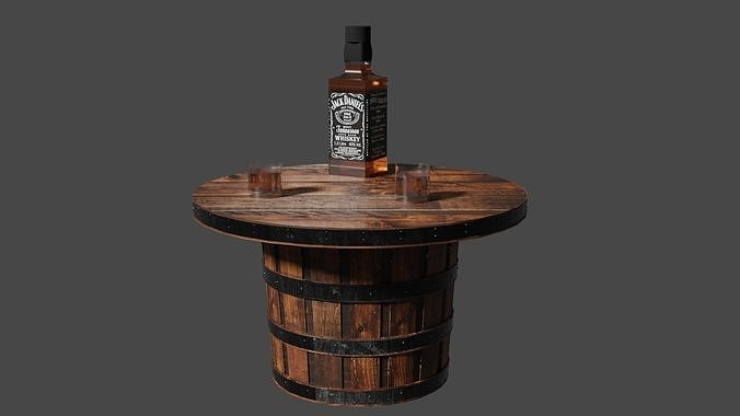 Whiskey Barrel Table Low-poly 3D model