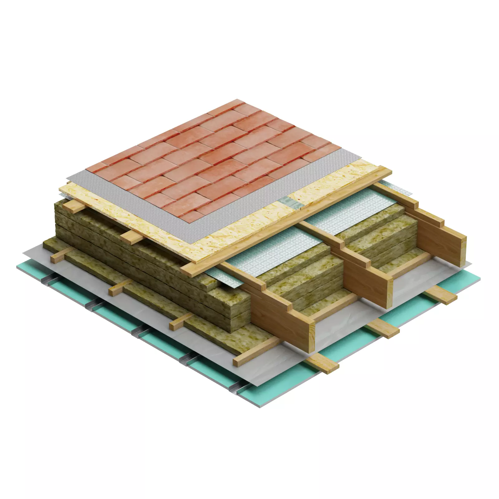 Roof Wood Frame Insulation 3D model_0