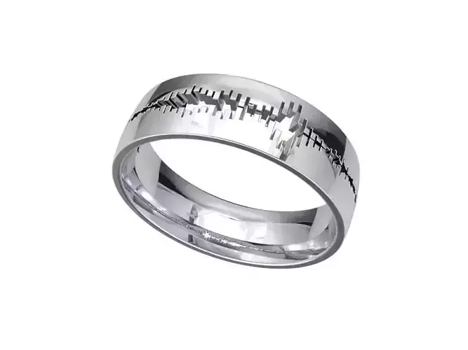 Men Wedding Band Heart Bit Wave Model- CC93
